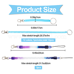 15Pcs 13 Style Plastic Spiral Retractable Spring Coil Keychain&nbsp;KEYC-CP0001-02