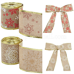 2 Rolls 2 Styles Christmas Themes Imitation Cotton Ribbon&nbsp;OCOR-GF0005-71A