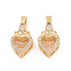 Brass Micro Pave Clear Cubic Zirconia Pendants&nbsp;KK-E068-VC286