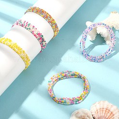 ガラスシードビーズストレッチブレスレットセット5個。  ミックスカラー  内径：2-1/4インチ（5.6cm）&nbsp;BJEW-JB09473