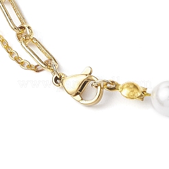 Round Shell Pearl & Brass Chain Flower Pendant Necklaces&nbsp;NJEW-JN04963