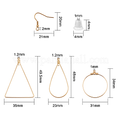 DIYイヤリングキット  304ステンレススチールフープピアス金具を含む  プラスチック製ピアスキャッチ  304ステンレススチールイヤリングフック  ゴールドカラー  48.5x23x0.6mm  穴：1.2mm&nbsp;DIY-CJ0001-71