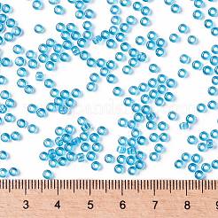 MIYUKIラウンドロカイユビーズ  日本製シードビーズ  8/0  （rr1880)透明ブルーグレーゴールド光沢  3mm  穴：1mm  約2111~2277個/50g&nbsp;SEED-X0055-RR1880