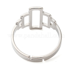 Non-Tarnish Hollow Rectangle 304 Stainless Steel Adjustable Rings for Women&nbsp;RJEW-N048-01P