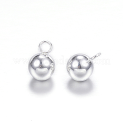 304ステンレススチール球体チャーム  丸いボール  銀色のメッキ  9x6mm  穴：2mm&nbsp;STAS-G085-18S