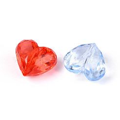 透明なアクリルビーズ  ハート  多面カット  ミックスカラー  17.5x19x12mm  穴：2.2mm&nbsp;X-OACR-N150-38