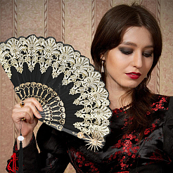 1Pc Polyester & Plastic Alloy Folding Fans&nbsp;AJEW-SP0003-75A