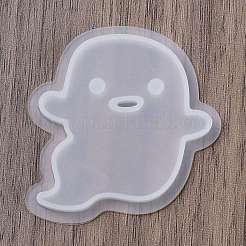 ハロウィーンのテーマDIYペンダントシリコンモールド  レジン型  UVレジン用  エポキシ樹脂工芸品作り  ホワイト  ゴースト  54x52x6.5mm  穴：3.5mm&nbsp;LS-SIL-F012-02D