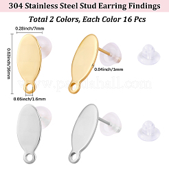 32Pcs 2 Colors 304 Stainless Steel Stud Earring Findings&nbsp;STAS-BBC0008-92