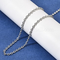 2.5mmの真鍮ツイストインフィニティリンクチェーンネックレス（女性用）  長持ちメッキ  ラックめっき  鉛フリー＆カドミウムフリー  プラチナ  18.66インチ（47.4cm）&nbsp;NJEW-F366-07B-P