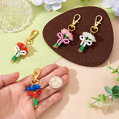 4Pcs Glass Seed Bowknot Bouquet Pendant Decorations&nbsp;HJEW-TA00423