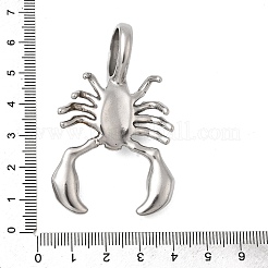 304ステンレススチール製ビッグペンダント  サソリチャーム  アンティークシルバー  59x38x17mm  穴：14.5x12.5mm&nbsp;STAS-F330-01AS