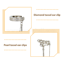 4Pcs 3 Style Plastic Imitation Pearl Cuff Earrings with Crystal Rhinestone&nbsp;EJEW-FI0001-30