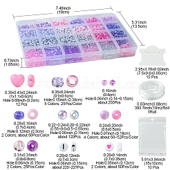 DIY アクリル & プラスチック ビーズ ブレスレット 作成キット  スミレ  7x3mm  穴：1.5mm&nbsp;DIY-FS0006-47
