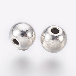 チベット風合金ビーズ  カドミウムフリー＆ニッケルフリー＆鉛フリー  ラウンド  アンティークシルバー  5x4mm  穴：1mm&nbsp;X-TIBEB-A123175-AS-FF