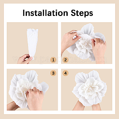 クレープ紙造花5個  結婚式のお祝いの装飾のために  ホワイト  16.7x6cm&nbsp;DIY-WH20007-272A