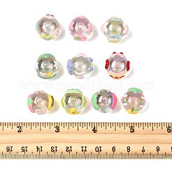 10個 10スタイル DIY 手作り透明アクリルエナメルビーズ  手描きのビーズ  ラウンド  ミックスカラー  18x15mm  穴：2.5~3mm  1個/スタイル&nbsp;MACR-FS0002-41