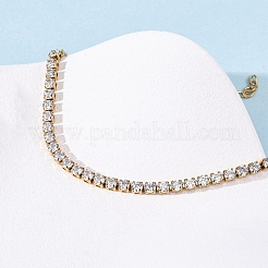 304 Stainless Steel with Cubic Zirconia Link Chain Bracelets for Women&nbsp;BJEW-G754-01B-G03