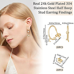 20Pcs 304 Stainless Steel Ring Stud Earring Findings&nbsp;STAS-BBC0004-70A-G