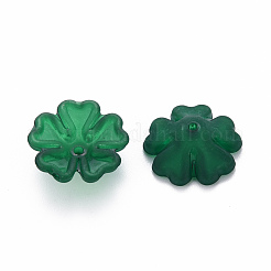 透明な艶消しアクリルビーズキャップ  5花びら  花  濃い緑  16.5x6mm  穴：1.6mm  約959個/500g&nbsp;MACR-S371-04A-735