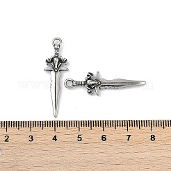316サージカルステンレスペンダント  剣のチャーム  アンティークシルバー  34.5x10.5x4.5mm  穴：2.2mm&nbsp;STAS-G349-23AS