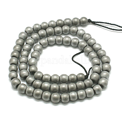 非磁性合成ヘマタイトビーズ連売り  艶消し  ラウンド  プラチナメッキ  6mm  穴：1mm&nbsp;G-K015-6mm-02F
