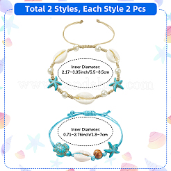 4Pcs 2 Colors Adjustable Waxed Cotton Cord Braided Bracelets&nbsp;BJEW-PA0001-02