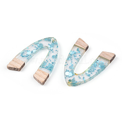 Transparent Resin & White Wood Pendants&nbsp;RESI-TAC0021-82