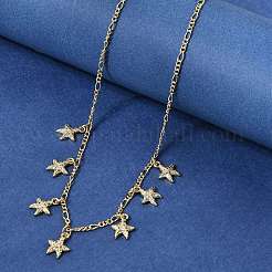 Brass Micro Pave Clear Cubic Zirconia Starfish Pendant Necklaces&nbsp;NJEW-B157-05G