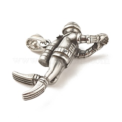 304ステンレスペンダント  ダイバー  アンティークシルバー  20x49x13mm  穴：5x8.5mm&nbsp;STAS-G259-01AS