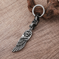 Vintage 304 Stainless Steel Angel Wing with Maltese Cross Keychains&nbsp;UQ7516