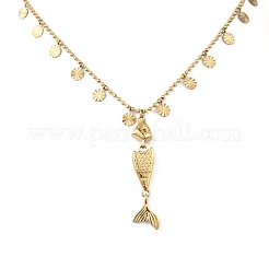 304 Stainless Steel Fish Pendant Necklaces for Women&nbsp;NJEW-F362-01G