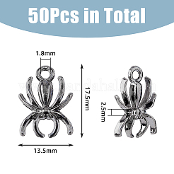 50個の合金ペンダント  カドミウムフリー＆ニッケルフリー＆鉛フリー  クモ  電気泳動黒  17.5x13.5x2.5mm  穴：1.8mm&nbsp;PALLOY-DC0001-65