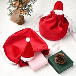 クリスマス帽子 ベルベット 巾着袋  クリスマスプレゼント用  レッド  19x17cm&nbsp;ST-CJ0001-01A