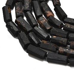天然石ブラックトルマリンビーズ連売り  多面カット  コラム  グレードAB  11~18x7~8.5x6~8mm  穴：1.4mm  約31~32個/連  15.55~17.20''（39.5~43.7センチメートル）&nbsp;G-F716-01-B01