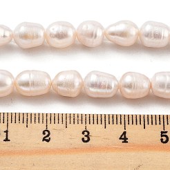 天然養殖淡水パールビーズ連売り  グレードAB +  ライス  桃パフ  7~8mm  穴：0.6mm  約19個/連  6.69''（17センチメートル）&nbsp;PEAR-P062-15B