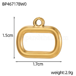 304ステンレスペンダント  長方形チャーム  イオンプレーティング（ip）  18KGP本金メッキ  15x17mm&nbsp;STAS-OY006-97G-2