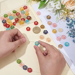 60個の透明なガラスビーズ  花  ゴールドライン入り  ミックスカラー  14~14.5x5.5~6mm  穴：1~1.2mm&nbsp;GLAA-SC0003-06