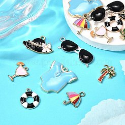 14Pcs 7 Styles Beach Theme Alloy Enamel Pendants&nbsp;ENAM-FP0002-79