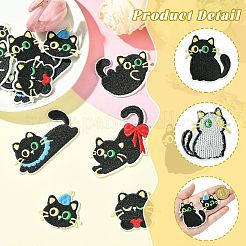 12Pcs 6 Styles Cat Shapes Computerized Embroidery Cloth Iron On/Sew On Patches&nbsp;PATC-CJ0001-06