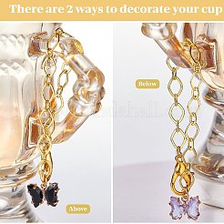 Butterfly Brass Glass Pendant Decoration&nbsp;HJEW-SW00112