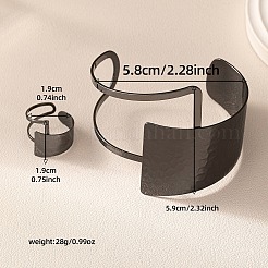 Hammered Trapezoid Alloy Cuff Bangles & Cuff Rings Sets&nbsp;WG7844D-02
