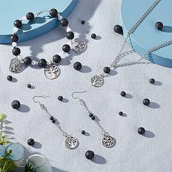 4 Strands 4 Styles Natural Lava Rock Round Beads Strands&nbsp;G-OC0003-35