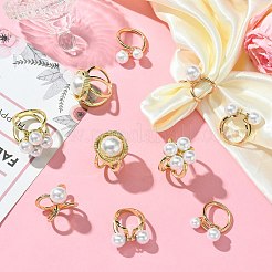 10個5スタイルの合金、プラスチックスカーフバックルリング付き  女の子用留め具ホルダー  ラウンド  ライトゴールド  13.5~24x22~25x27~33mm  内径：12~20.5mm  2個/スタイル&nbsp;AJEW-CJ0001-35
