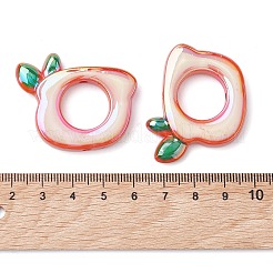 UVメッキアクリルエナメルビーズ  りんご  33.5x40x6mm  穴：3mm&nbsp;PACR-M005-02