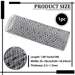 ポリエステルメッシュ生地  diyのブライダルベールドレス用  服装アクセサリー  ブラック  25~26x0.03~0.17cm&nbsp;DIY-WH0504-185A