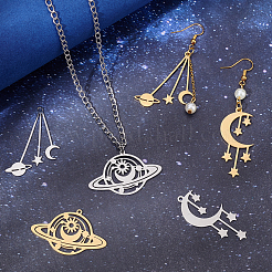 6Pcs 6 Styles 201 Stainless Steel Pendants&nbsp;STAS-UN0034-03
