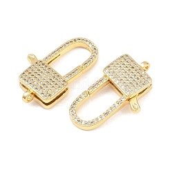 Square Brass Micro Pave Clear Cubic Zirconia Lobeter Claw Clasps&nbsp;KK-C162-018G