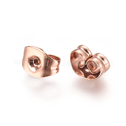 304ステンレススチール製イヤーナット  ポスト イヤリングのバタフライ イヤリング バック  ローズゴールド  4.5x6x3mm  穴：0.7mm&nbsp;STAS-I120-43-RG