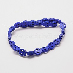 スカル合成ターコイズビーズ連売り  染め  ダークブルー  15x13x4mm  穴：1mm  約27個/連  15.7インチ&nbsp;TURQ-I023-15x13mm-03